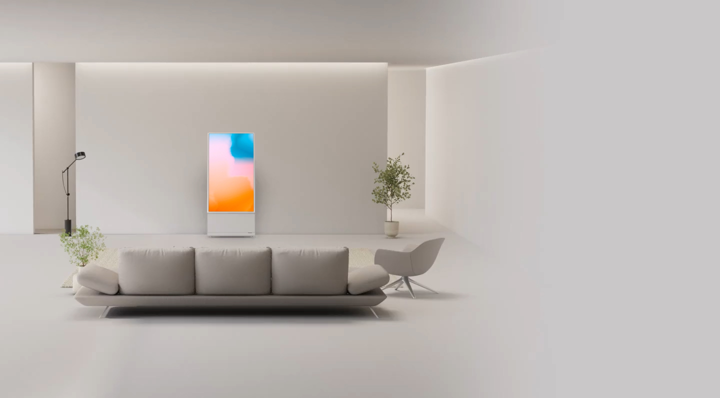 現代客廳,中央設有旋轉式 TV。