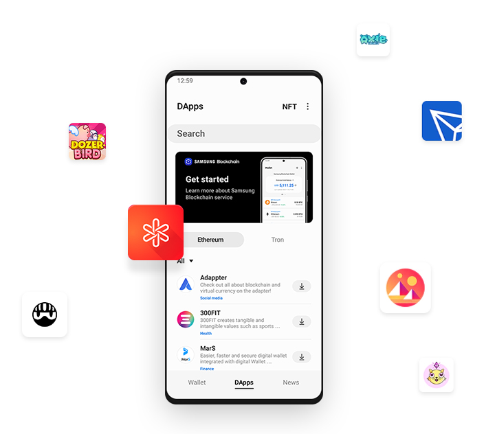 samsung blockchain wallet app