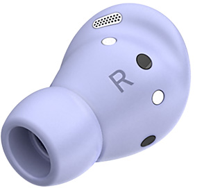 Right earbud of Galaxy Buds Pro in Phantom Violet with medium ear-tip on.
