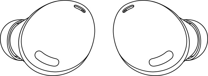 Illustration of Galaxy Buds Pro earbuds.
