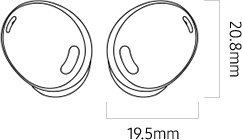Illustration of Galaxy Buds Pro earbuds to show dimensions.
