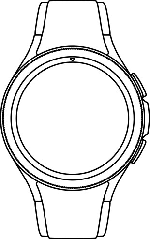 A line drawing of a Galaxy Watch4 Classic