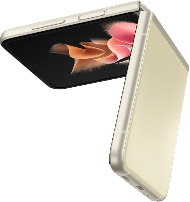 The Galaxy Z Flip3 5G is shown half folded.