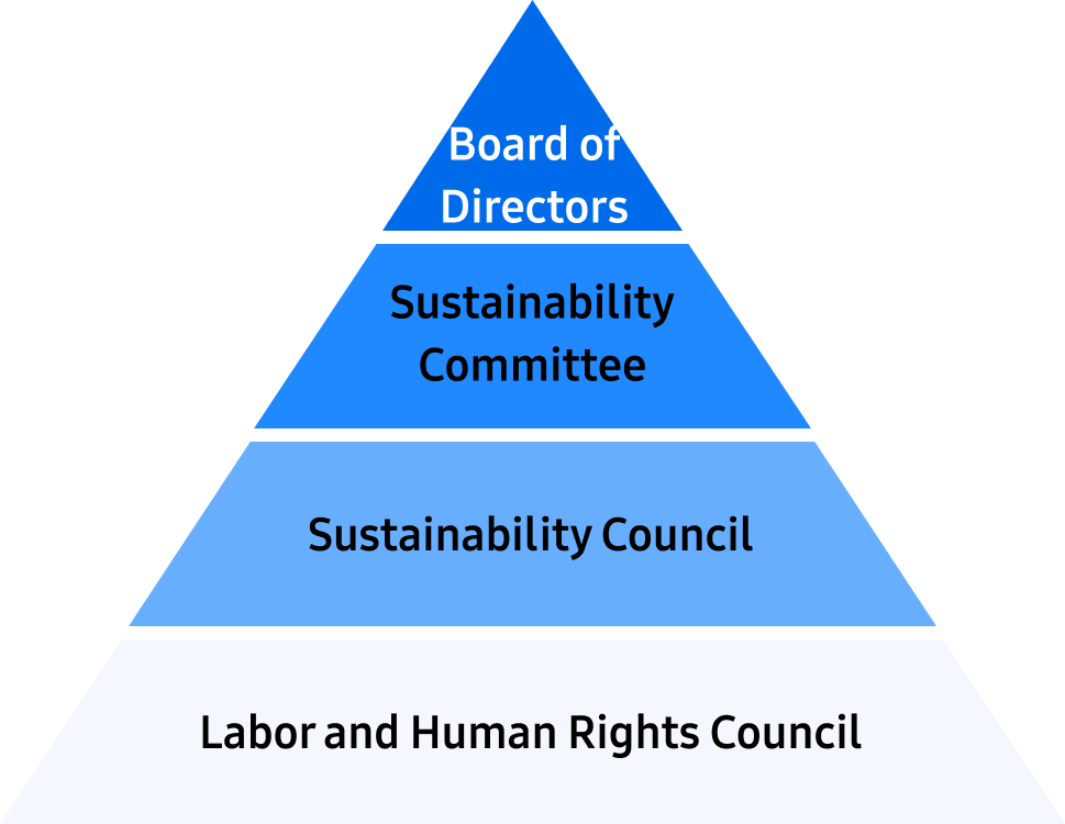 Board of Directors, Sustainability Committee, Sustainability Council, Labor and Human Rights Council