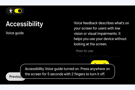 Accessibility settings screen.