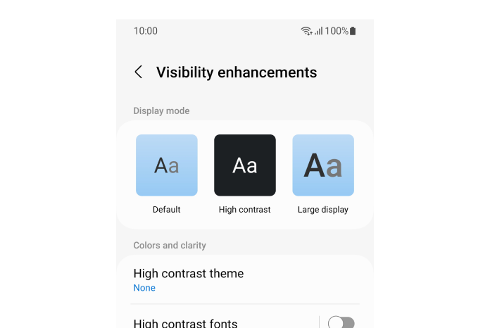 The Mobile Visibility enhancements menu