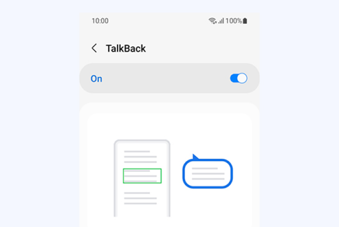 The TalkBack menu on a mobile device