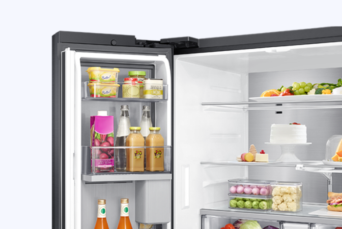 Opened refrigerator door