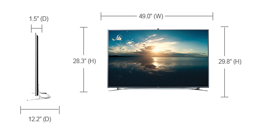 55 inch tv width samsung